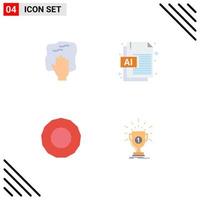 Set of 4 Vector Flat Icons on Grid for cleaning bonus rub document cup Editable Vector Design Elements