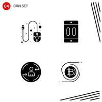 Collection of 4 Vector Icons in solid style Pixle Perfect Glyph Symbols for Web and Mobile Solid Icon Signs on White Background 4 Icons