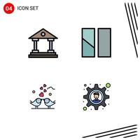 conjunto de 4 iconos de interfaz de usuario modernos símbolos signos para corazones de banco financiar imagen amoroso elementos de diseño vectorial editables vector