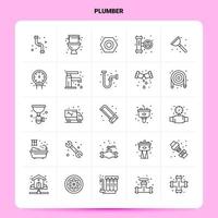 OutLine 25 Plumber Icon set Vector Line Style Design Black Icons Set Linear pictogram pack Web and Mobile Business ideas design Vector Illustration