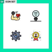 Set of 4 Modern UI Icons Symbols Signs for growth development beat experiment person Editable Vector Design Elements