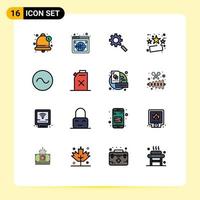 Flat Color Filled Line Pack of 16 Universal Symbols of sine percentage world friday setting Editable Creative Vector Design Elements