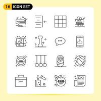 16 Creative Icons for Modern website design and responsive mobile apps 16 Outline Symbols Signs on White Background 16 Icon Pack Creative Black Icon vector background