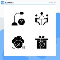 Modern 4 solid style icons Glyph Symbols for general use Creative Solid Icon Sign Isolated on White Background 4 Icons Pack Creative Black Icon vector background