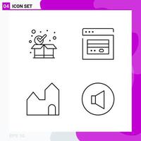 Line Icon set Pack of 4 Outline Icons isolated on White Background for Web Print and Mobile Creative Black Icon vector background