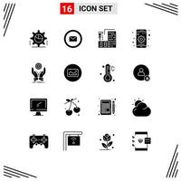 Universal Icon Symbols Group of 16 Modern Solid Glyphs of coin setting web mobile home Editable Vector Design Elements