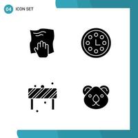 paquete vectorial de 4 símbolos de glifo conjunto de iconos de estilo sólido en fondo blanco para web y móvil vector