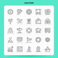 OutLine 25 Vacations Icon set Vector Line Style Design Black Icons Set Linear pictogram pack Web and Mobile Business ideas design Vector Illustration