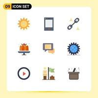 Modern Set of 9 Flat Colors and symbols such as sms messages office chat food Editable Vector Design Elements
