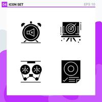 Set of 4 icons in solid style Creative Glyph Symbols for Website Design and Mobile Apps Simple Solid Icon Sign Isolated on White Background 4 Icons vector