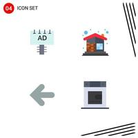 Group of 4 Flat Icons Signs and Symbols for ad arrow signboard construction back Editable Vector Design Elements