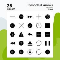 25 Symbols Arrows Icon Set 100 Editable EPS 10 Files Business Logo Concept Ideas Solid Glyph icon design vector