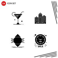 Collection of 4 Vector Icons in solid style Pixle Perfect Glyph Symbols for Web and Mobile Solid Icon Signs on White Background 4 Icons Creative Black Icon vector background