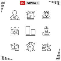 9 Icons Line Style Grid Based Creative Outline Symbols for Website Design Simple Line Icon Signs Isolated on White Background 9 Icon Set vector