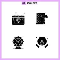 4 Icons in Solid Style Glyph Symbols on White Background Creative Vector Signs for Web mobile and Print Creative Black Icon vector background