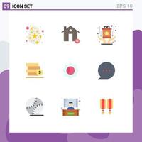 Set of 9 Commercial Flat Colors pack for basic dollar minus stack fund Editable Vector Design Elements