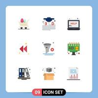 9 Flat Color concept for Websites Mobile and Apps filter delete help rewind arrow Editable Vector Design Elements