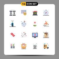 Pictogram Set of 16 Simple Flat Colors of navigation direction hardware compass investment Editable Pack of Creative Vector Design Elements