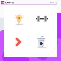 Pictogram Set of 4 Simple Flat Icons of idea arrow printing dumbbells forward Editable Vector Design Elements