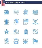 Stock Vector Icon Pack of American Day 16 Line Signs and Symbols for usa usa drink tourism golden Editable USA Day Vector Design Elements