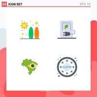 Universal Icon Symbols Group of 4 Modern Flat Icons of beach map wave electric brazil Editable Vector Design Elements