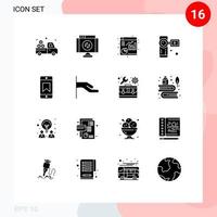 Stock Vector Icon Pack of 16 Line Signs and Symbols for device achievements analytics video camera camera Editable Vector Design Elements