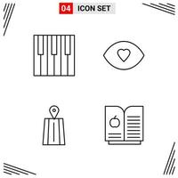 4 Icons Line Style Grid Based Creative Outline Symbols for Website Design Simple Line Icon Signs Isolated on White Background 4 Icon Set Creative Black Icon vector background