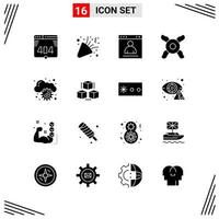 16 Icons Solid Style Grid Based Creative Glyph Symbols for Website Design Simple Solid Icon Signs Isolated on White Background 16 Icon Set Creative Black Icon vector background