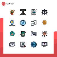 16 Universal Flat Color Filled Line Signs Symbols of navigation risk document resources human Editable Creative Vector Design Elements