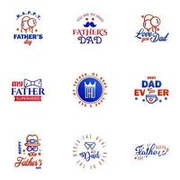 Happy fathers day card 9 Blue and red Set Vector illustration Editable Vector Design Elements