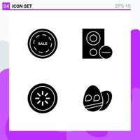 Set of 4 icons in solid style Creative Glyph Symbols for Website Design and Mobile Apps Simple Solid Icon Sign Isolated on White Background 4 Icons vector