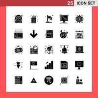 25 Icon Pack Solid Style Glyph Symbols on White Background Simple Signs for general designing vector