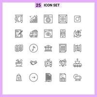 25 Thematic Vector Lines and Editable Symbols of instagram product money favorite preferences Editable Vector Design Elements