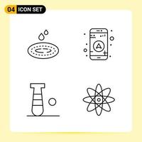 4 Creative Icons for Modern website design and responsive mobile apps 4 Outline Symbols Signs on White Background 4 Icon Pack vector