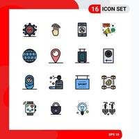 16 User Interface Flat Color Filled Line Pack of modern Signs and Symbols of connection buzz multiple tap affiliate technology Editable Creative Vector Design Elements