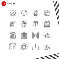 Set of 16 Vector Outlines on Grid for boycott image cosmetic graphic creative Editable Vector Design Elements