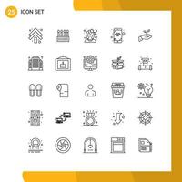 User Interface Pack of 25 Basic Lines of charity wifi avatar network woman Editable Vector Design Elements