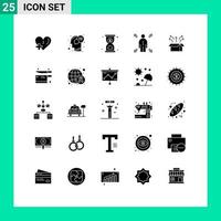 Mobile Interface Solid Glyph Set of 25 Pictograms of box opportunity talk man fast Editable Vector Design Elements