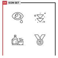 Universal Icon Symbols Group of 4 Modern Filledline Flat Colors of eye hot sad next winner Editable Vector Design Elements