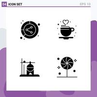 Set of 4 Commercial Solid Glyphs pack for analysis healthcare lead cup rehydration Editable Vector Design Elements