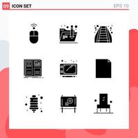 Set of 9 Modern UI Icons Symbols Signs for sketch ui mall layout grid Editable Vector Design Elements