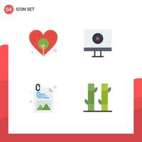 Pack of 4 creative Flat Icons of earth bamboo display development spa Editable Vector Design Elements