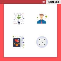 Mobile Interface Flat Icon Set of 4 Pictograms of bio party green office furniture Editable Vector Design Elements