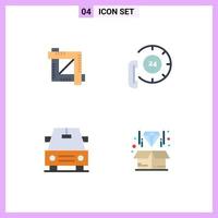 Universal Icon Symbols Group of 4 Modern Flat Icons of crop car graphic editor communication box Editable Vector Design Elements