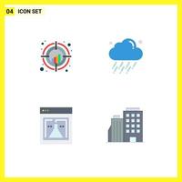 User Interface Pack of 4 Basic Flat Icons of chart flask target rain research Editable Vector Design Elements