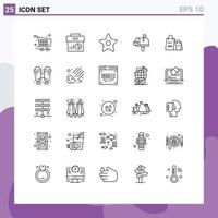 Set of 25 Modern UI Icons Symbols Signs for advertising mail box graph post star Editable Vector Design Elements