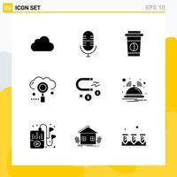 Collection of 9 Universal Solid Icons Icon Set for Web and Mobile vector