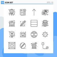 Modern 16 Line style icons Outline Symbols for general use Creative Line Icon Sign Isolated on White Background 16 Icons Pack Creative Black Icon vector background