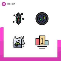 User Interface Pack of 4 Basic Filledline Flat Colors of lantern microbe lamp biology photo Editable Vector Design Elements