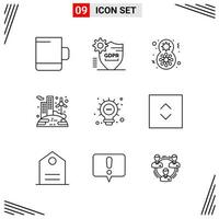 9 Icons Line Style Grid Based Creative Outline Symbols for Website Design Simple Line Icon Signs Isolated on White Background 9 Icon Set vector